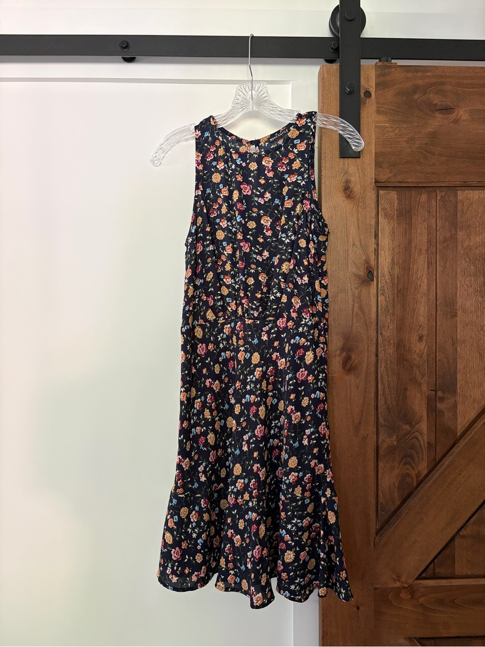 j.crew navy floral sleeveless dress